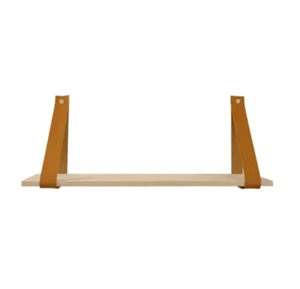 Holz Wandregal Lederband Schweberegal robust für Wohnzimmer - Bild 1 von 24