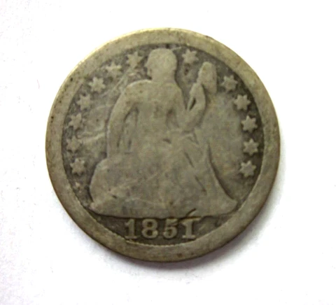 1851-O SEATED LIBERTY DIME 10C CENT BETTER DATE NEW ORLEANS MINT RARE NICE COIN Cover