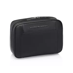 Men toiletry bag Porsche Design Roadster M black leather beautycase travel pouch - Picture 1 of 3