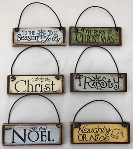 Christmas Wooden Plaque Rustic Wall Decoration Winter Country Christ Noel K - Picture 1 of 9