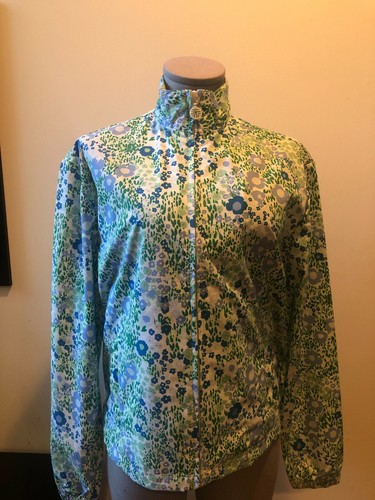 NUOVA GIACCA TORY BURCH FLOREALE ACE BLU GIARDINO LEGGERA ZIP TAGLIA XS