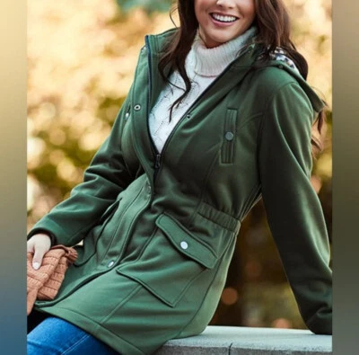 Abrigo polar con capucha forrado de leopardo o sherpa Big Chill - oliva, higo y gris disponible Foto 1 de 4