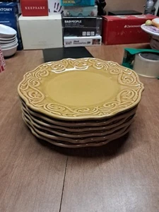 6 Chris Madden JCP Home Corvella Gold Salad Plates 9” Euc Bin 131 - Picture 1 of 11