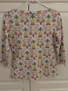 J. McLaughlin Top Women XS Pineapple Crew Pullover Catalina Shirt 3/4 Sleeves - Picture 1 of 6