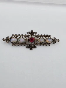 Gorgeous STERLING & Opalescent Glass Brooch - Signed Sarah Coventry - Picture 1 of 8