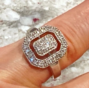 Sterling Affinity Diamonds 1/4tcw Diamond Openwork Art Deco Style Ring Sz 6 - Picture 1 of 4