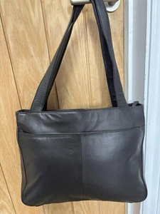 Vintage Dents 1777 Brown Soft Leather Tote Handbag Zip Closure Rectangle - Picture 1 of 14