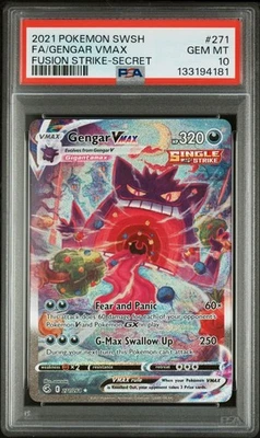 Pokemon Gengar VMAX Fusion Strike Secret Rare Full Alt Art #271 PSA 10 Gem Mint - Image 1 of 2