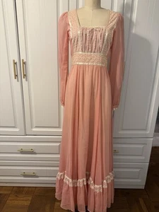 Gunne Sax By Jessica Vintage Pink Romantic Victorian Maxi Prairie Dress 9 Small - Picture 1 of 19