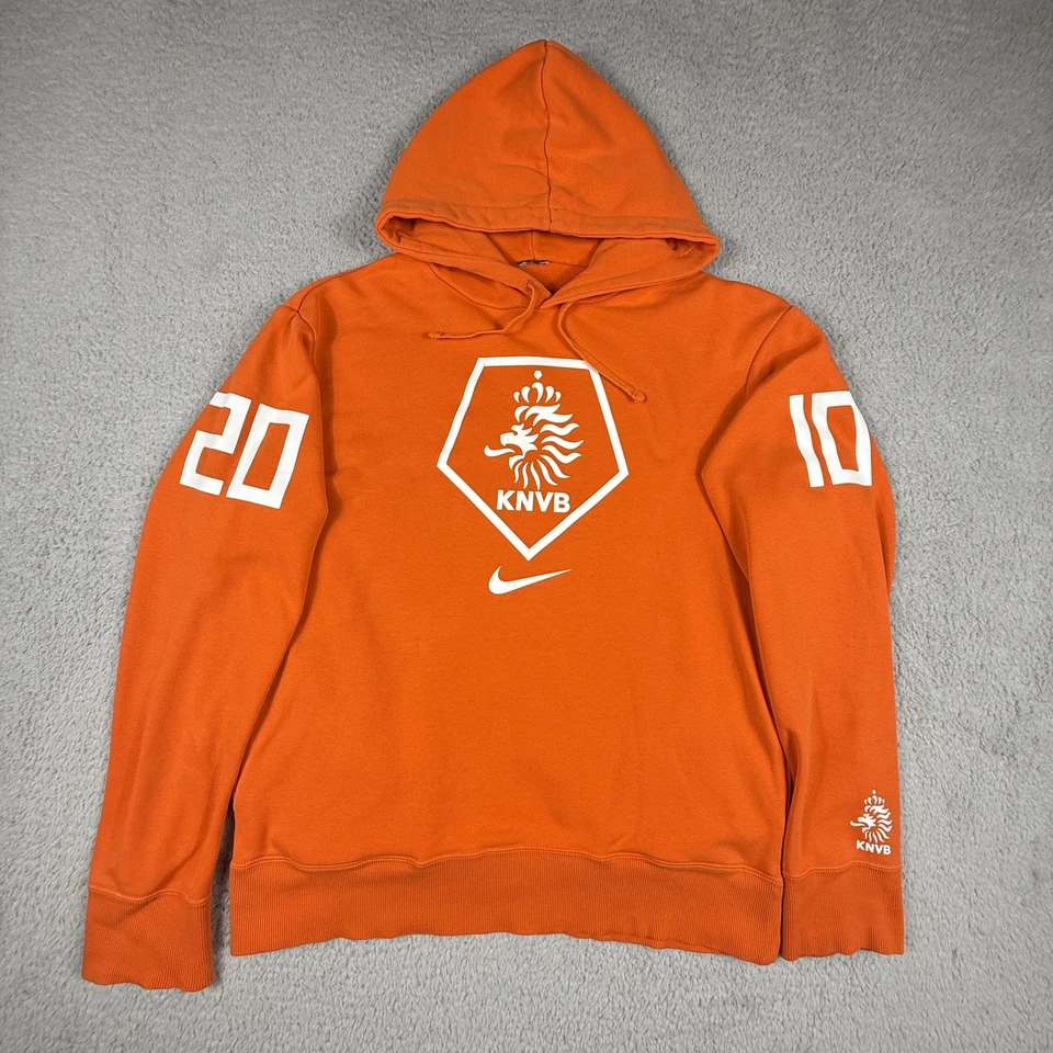 Países Bajos KNVB Sudadera con Capucha Para Hombres Mediana Naranja Nike Fútbol Sudadera Pullover Foto 1 de 4
