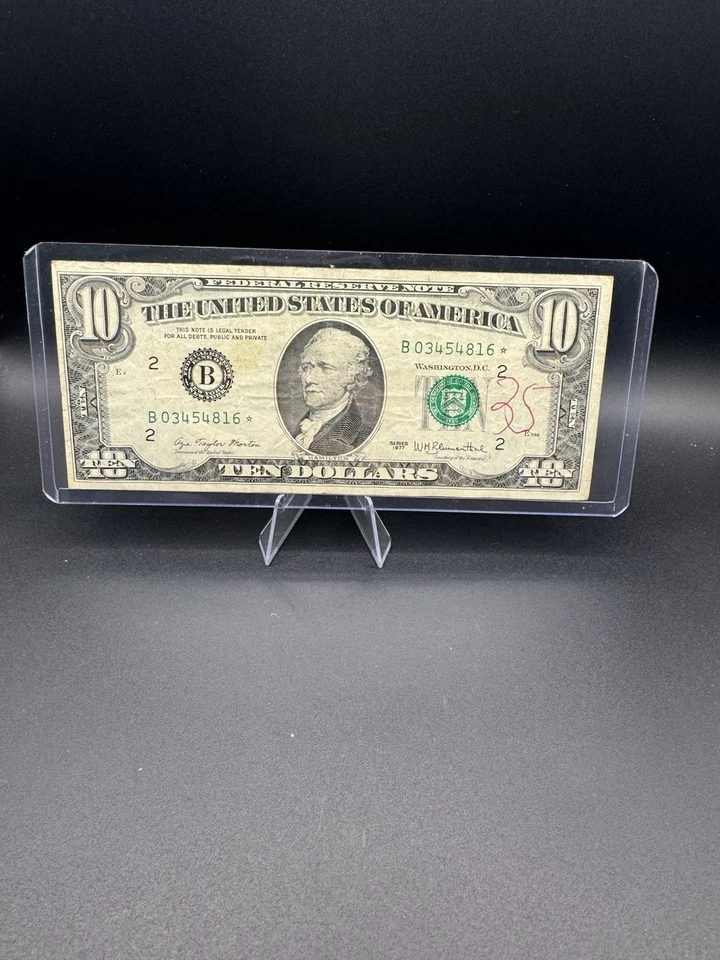 1977 $10 STAR Note 💵 Hamilton 💎 Replacement Bill 🔥 Vintage US Currency - Image 1 of 2