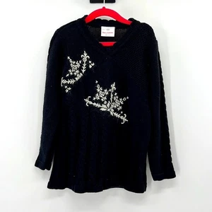 Hanna Andersson Snowflake Heavyweight Sweater - Black/White - 5T - Picture 1 of 6