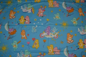 Cotton fabric, blue Care Bears print, 44" x 35" - Picture 1 of 6
