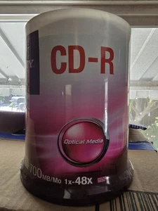 New Sealed 100-Pack Sony CD-R 80 Min 700 MB 1-48x Recordable Compact Discs CDs - Afbeelding 1 van 5