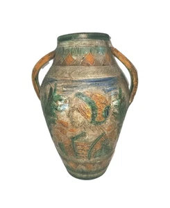 Antique Primitive Hand Thrown Pottery Jug Vase Mediterranean Or Renaissance Styl - Picture 1 of 21