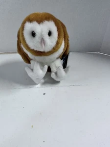 Vintage 1999 K&M Wild Republic Eule 6 Zoll realistisch orange weiß Stofftier Plüsch Vogel - Bild 1 von 8