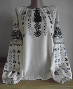 Camicetta donna ucraina ricamata a mano, taglia - XL lino, Ucraina - Foto 1 di 7