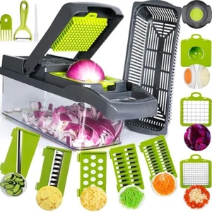 Tagliaverdure Manuale, Mandolina da Cucina Multifunzionale 13 in 1-2 Lame, 7 - Foto 1 di 6