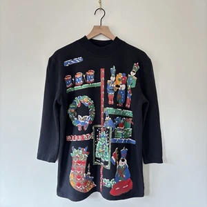Sudadera vintage años 80 KWBL Navidad vacaciones pequeña brillo arte para usar suéter - Imagen 1 de 18