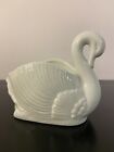 Vtg Swan Porcelain Ceramic Glazed Planter Or Trinket Mint Color Elegant