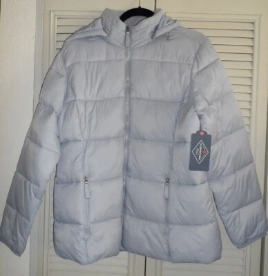 Chaqueta acolchada acolchada con capucha gris XL para mujer nueva con etiquetas - St. John’s Bay Foto 1 de 3