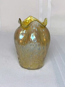 LOETZ, GOLD CANDIA DIASPORA VASE, PINCHED DIMPLED FLOWER FORM NICE ORGANIC SHAPE - Picture 1 of 8