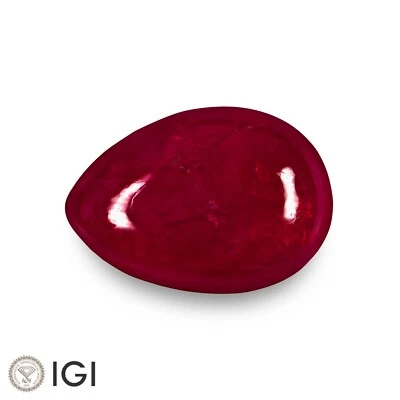 IGI Certified TANZANIA Ruby 3.02 Ct. Natural Untreated DEEP RED Pear Cabochon - Image 1 of 4