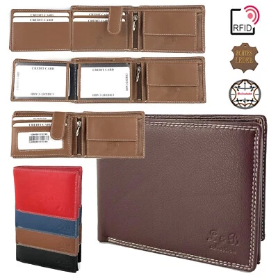 L&B COLLECTION Geldbörse klein RFID Rindleder Herren Echt Leder Portemonnaie small Geldbeutel