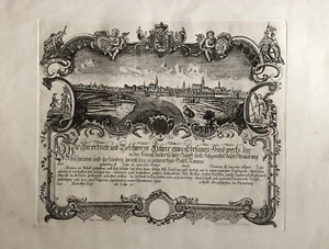 Kunstdruck Straubing Gesamtansicht auf blanko Arbeitsnachweis/Leumundszeugnis - Bild 1 von 6