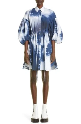 Alexander McQueen Blue Sky Balloon Sleeve Cotton Mini Shirt Dress Size 38 / US 2 - Image 1 of 4