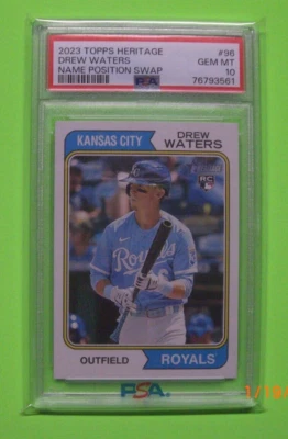 Drew Waters 2023 Topps Heritage #96 "Position Swap" PSA-10 K.C. Royals Rookie - Image 1 of 2
