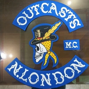 Outcast N. London MC embroidery  Iron On Patch CM 30 FREE SHIPPING,  - Picture 1 of 2