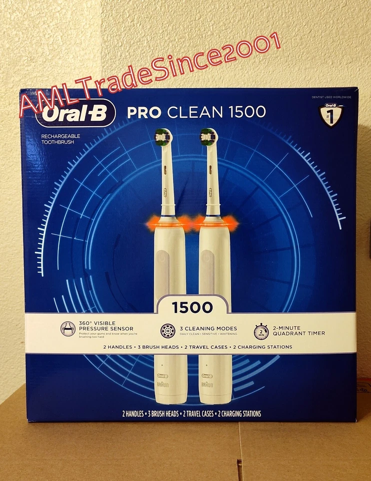 Oral-B Pro Clean 1500 Electric Rechargeable Toothbrush Powered by Braun