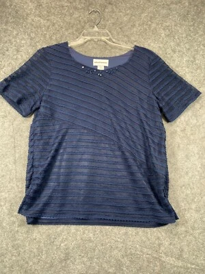 Camisa Alfred Dunner Mujer M Mediana Azul Marino Texturizada Joya Top Blusa Damas Foto 1 de 4