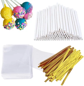 300 Pcs Paper Cookie Sticks & Treat Bags Set - Perfect for Cake Pops & Lollipops - Picture 1 of 8