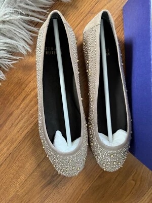 NEW STUART WEITZMAN NUBEADS $365 STUDDED HAZEL LATTE SUEDE BALLET  - Image 1 of 4