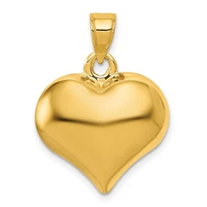 10k Yellow Gold Polished 3-D Heart Pendant 1.04gm L-0.95 Inch, W-0.71 Inch - Picture 1 of 5