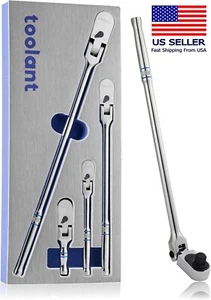 4-Pcs Flex Head Ratchet Set, 1/4“&3/8"&1/2" Drive 90 Tooth Gear Head Wrench - Picture 1 of 10