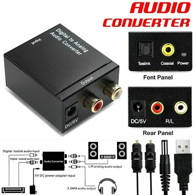 Adattatore convertitore audio ottico Toslink SPDIF coassiale digitale ad analogico RCA R/L - Immagine 1 di 4