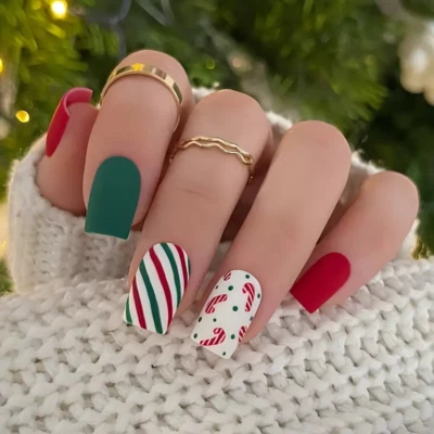 Press On Nails * Selbstklebende künstliche Fingernägel * Full Cover * X-MAS * 7 - Bild 1 von 4