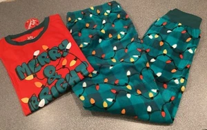 Women's Pajamas Set Large Merry And Bright Plush Fleece Pants Lights New Jolly - Picture 1 of 8