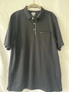 Men’s Callaway Comfort Performance Golf Shirt NWT size L Color Is Black & White - Picture 1 of 4