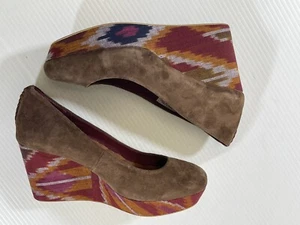 Reef Damenschuhe braun Wildleder Keilabsatz hoch tropisch Slipper Freizeitschuhe 9 - Bild 1 von 10