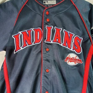 Vintage MLB Cleveland Indians Jugend Baseball genäht Trikot Größe Large 10-12 - Bild 1 von 6
