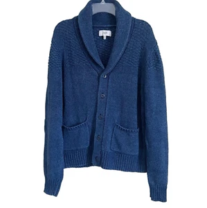 Jack Spade Blue Cardigan Sweater Men's XL Cotton Cable Knit Shawl Collar Preppy - Picture 1 of 8
