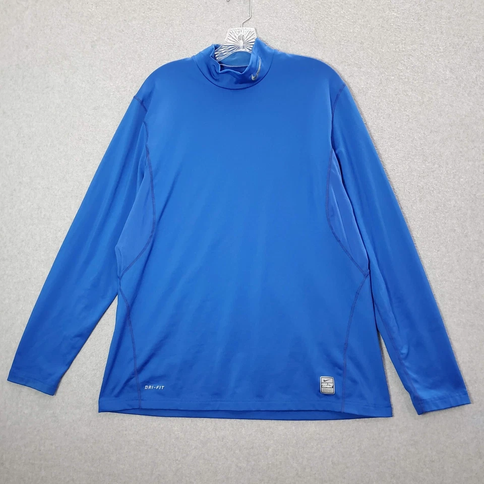 Nike Pro Combat Hombres Ropa Activa Camisa XL Azul Logo Dri Fit Manga Larga LEER Foto 1 de 4