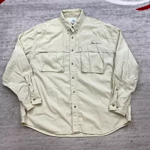 VTG LL Bean Fly Fishing Button Shirt XL Beige Tan Mesh Cursive Vented Boat Mens - Picture 1 of 18