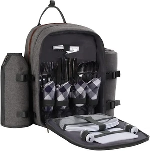 ALLCAMP OUTDOOR GEAR Picknickrucksack für 4 Personen mit abnehmbarem Weinhalter, ... - Bild 1 von 8