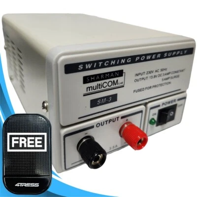 Sharman 12 V Auto CB Radio Netzteil 230 V AC Netz auf 13,8 V DC 3-5 Amp SM3 + Matt✅ - Bild 1 von 4
