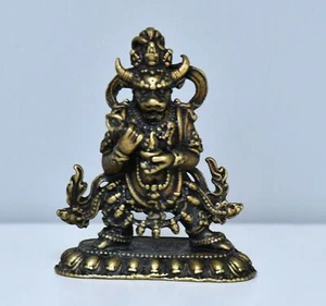 Antiguo budismo chino tibetano bronce Yamantaka Yama Dharmaraja Buda estatua - Imagen 1 de 6
